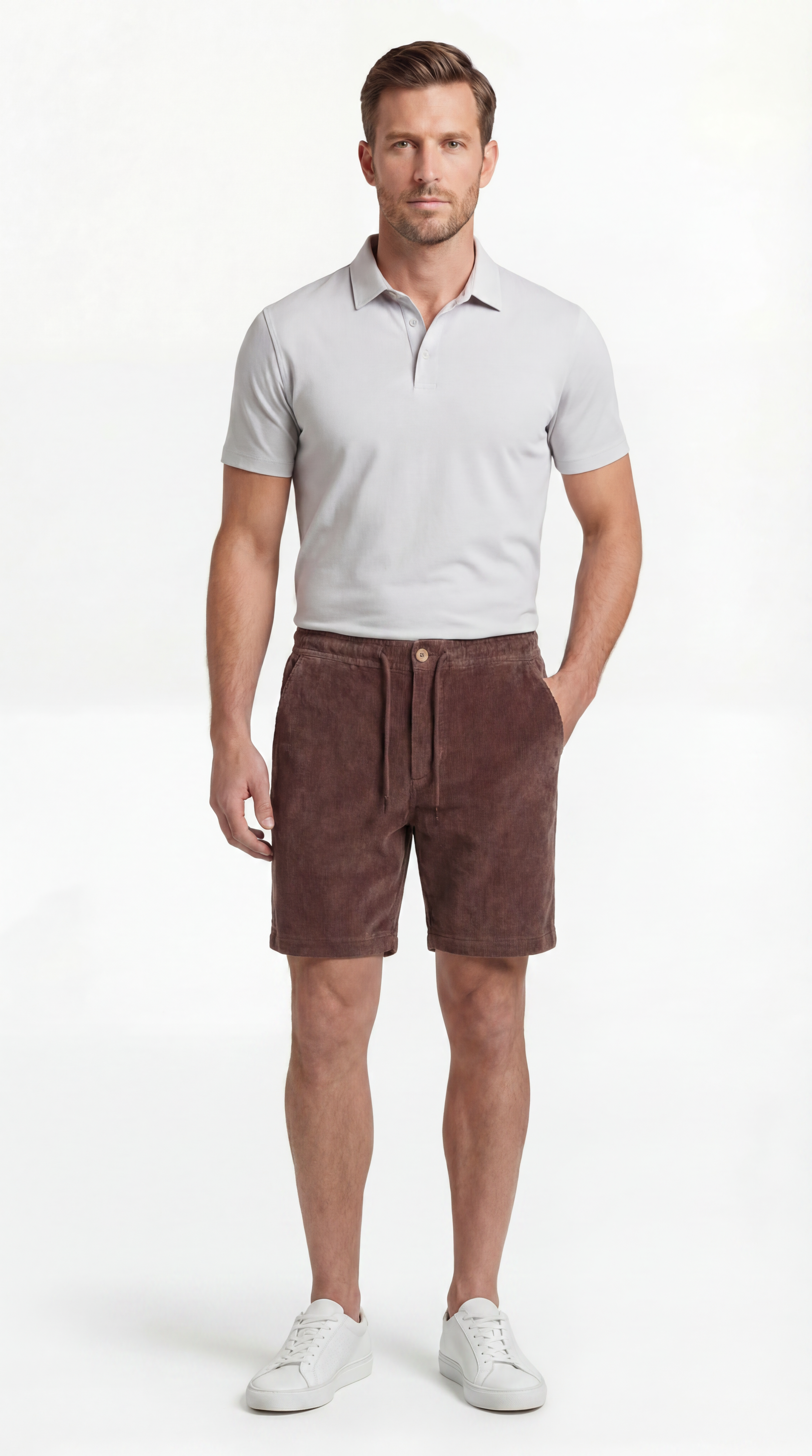 Nicole Soft Corduroy Short – Brown | PinoPorte