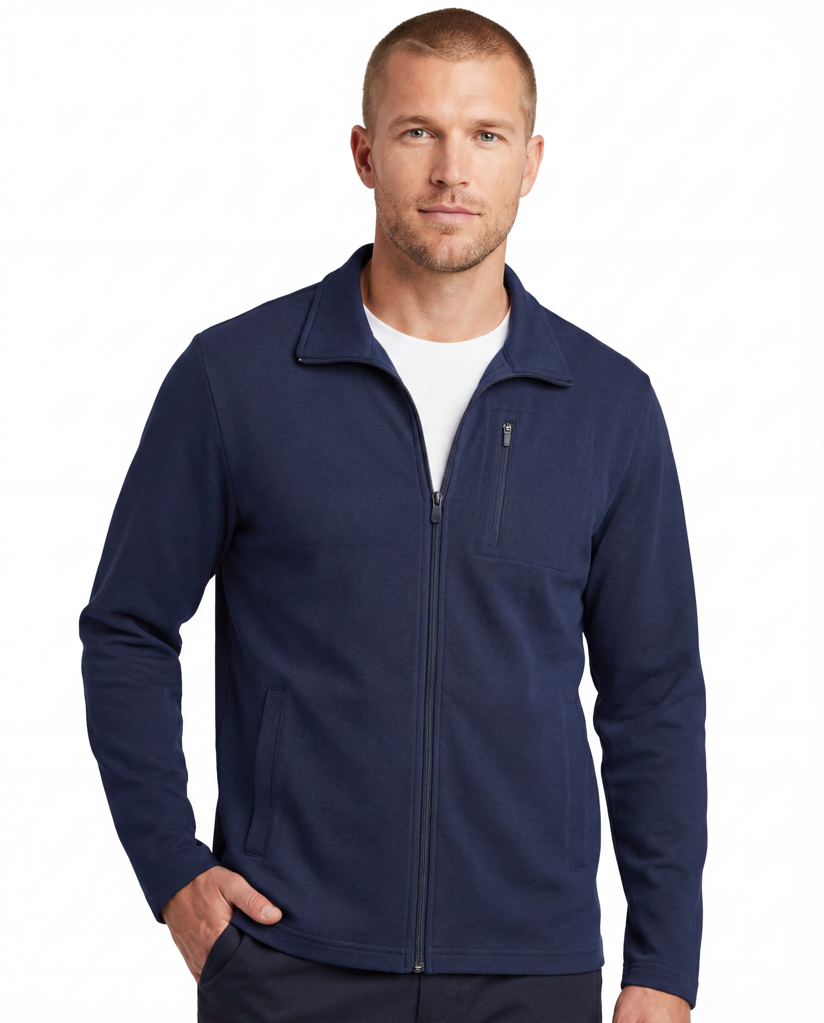 Rhodes Full Zip – Navy | PinoPorte