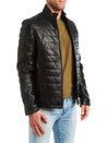Dino Mens Black Leather Jacket Front
